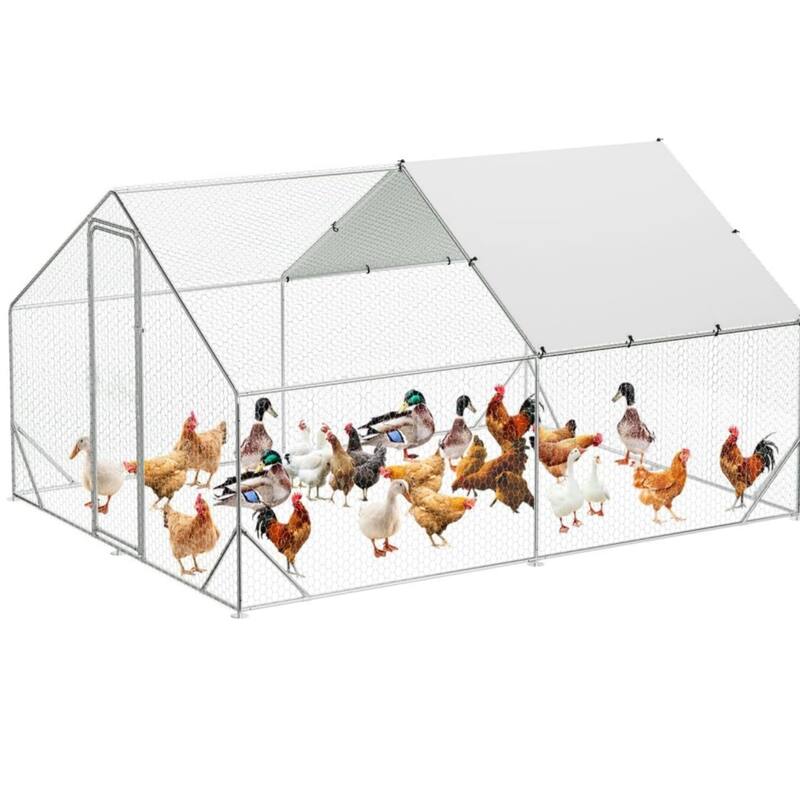 9.8 x 6.5 x 6.5FtGalvanized Steel Chicken PenWalk-in Poultry Cage - 9.8*19.7*6.6FT