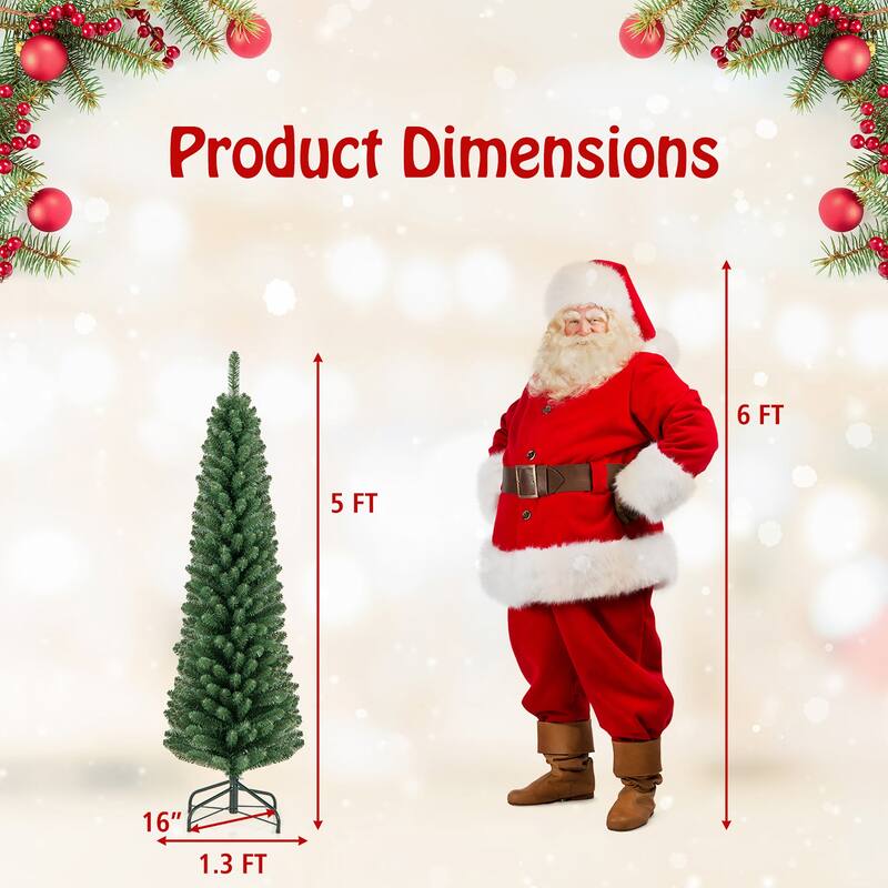 Gymax 5/6 FT Pencil Christmas Tree Artificial Xmas Tree w/ 295/392 - See Details