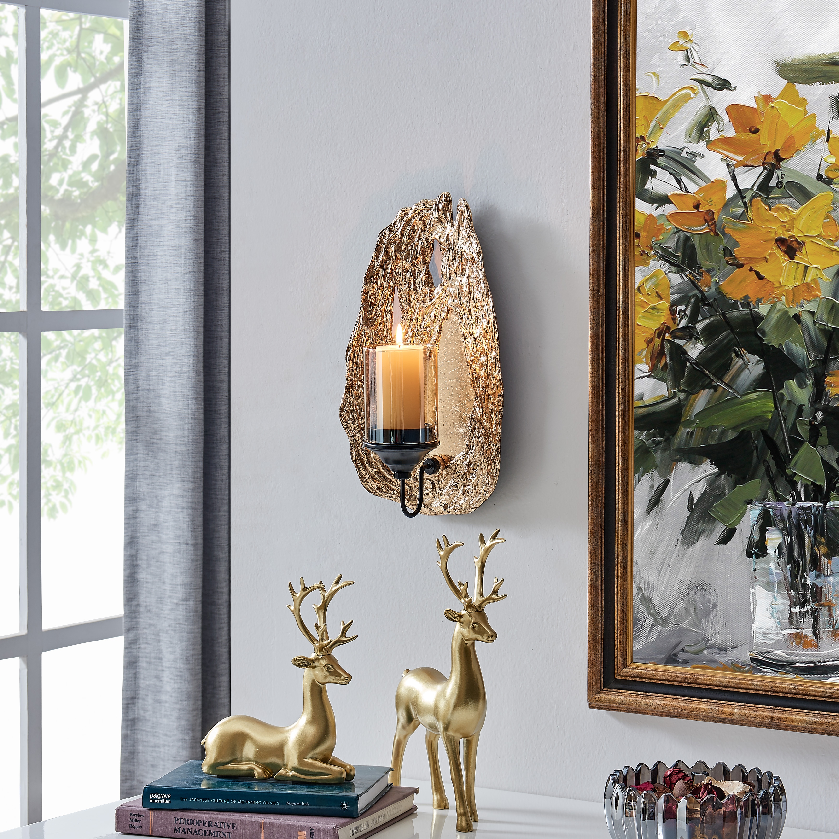 Gold wall sconces shop candle