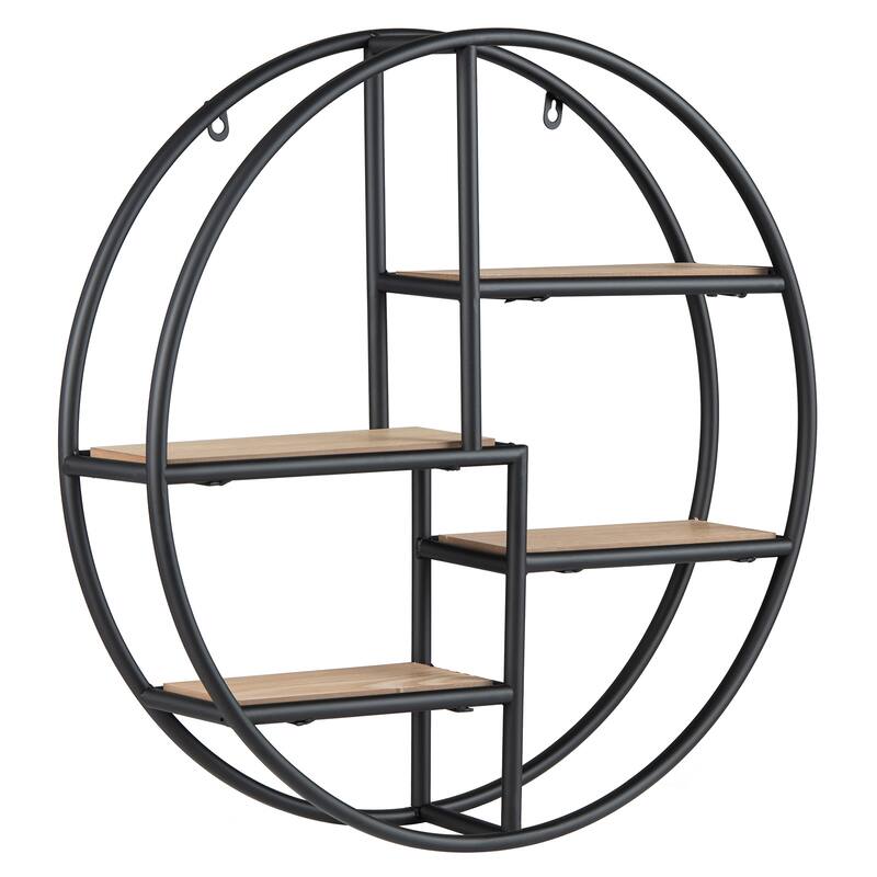 Gymax 4-Tier Floating Shelf Modern Geometric Hanging Storage Organizer