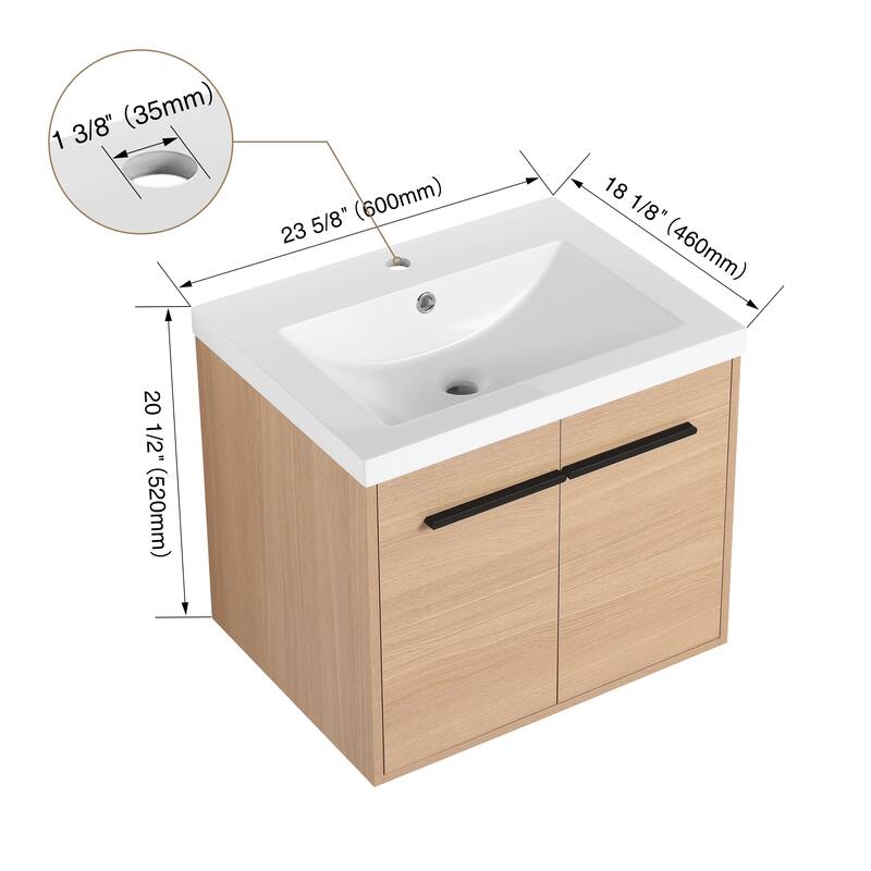 Beingnext 16''/20''/24"/30"/36" Bathroom Vanity with Sink, Floating Bathroom Vanity with Soft Close Door