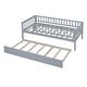 preview thumbnail 28 of 46, Twin Size Daybed with Trundle, Wood Twin Bed with Fence Guardrails