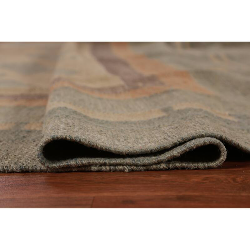 Hand Woven Oriental 100% Jute Carpet Southwestern Modern Beige & Ivories Kilim Area Rug - 11' 4'' X 9' 3''