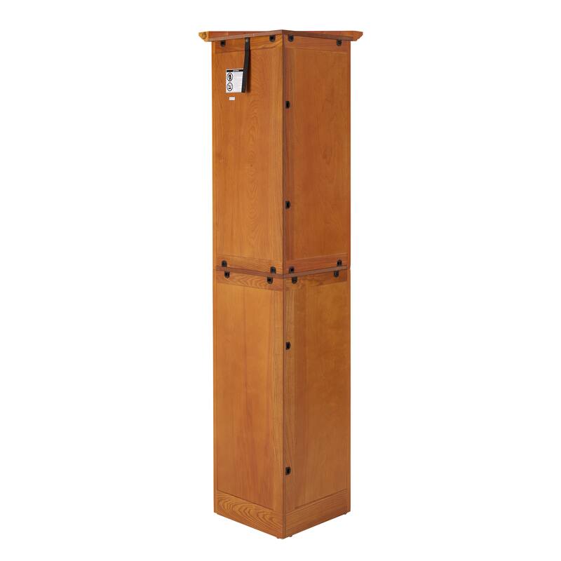 72" 4-Tier Oak Corner Kitchen Pantry: 8 Doors, Adjustable Shelves - Tall Storage for Bathroom, Living Room, Farmhouse Style