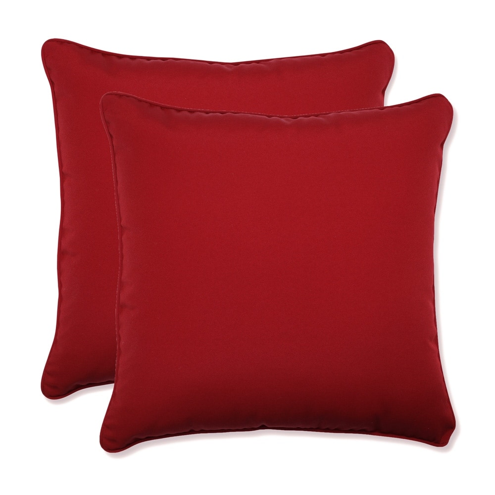 Pillow Perfect Outdoor Red Solid Toss Pillows Square - Set of 2