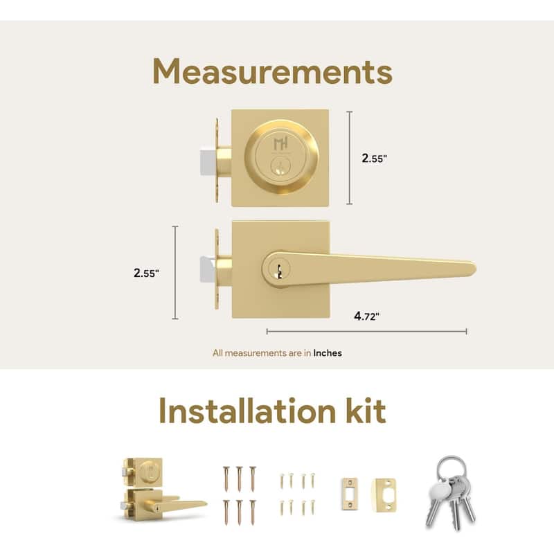 Mega Handles SCHEIN Entry Door Lever & Deadbolt Set – Heavy-Duty Single Cylinder Keyed Lock Combo for Left or Right-Handed Doors