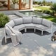 preview thumbnail 8 of 40, 2/4/6/8-Seat Modular All-Weather Aluminum Outdoor Sectional Sofa Set with Deep Seating Patio Conversation Set 4PC - Light Grey