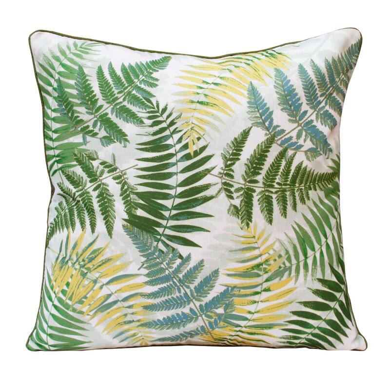 Handwoven Botanical Fern Square Throw Pillow - 20" - Green and Yellow