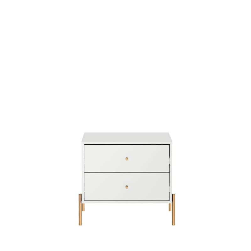 Manhattan Comfort Jasper Full Extension Drawer Nightstand in White Gloss (Set of 2)