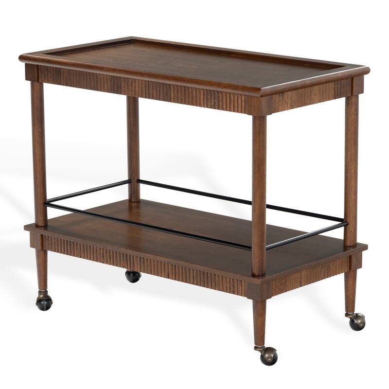 SAFAVIEH Couture Donna Brielle 2-Shelf Wood Bar cart - 38"W x 20"D x 32"H