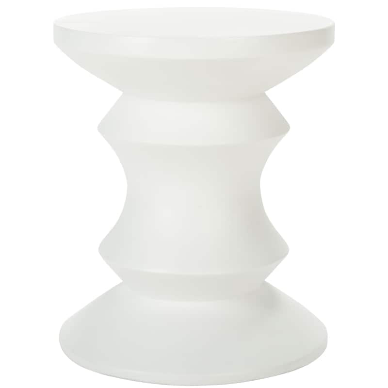 SAFAVIEH Outdoor Vaka Concrete Accent Stool - 14.96" W x 14.96" L x 17.72" H - 15Wx15Dx18H - Ivory
