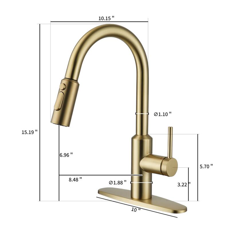 3-Function Single Handle Pull Down Sprayer Kitchen Faucet