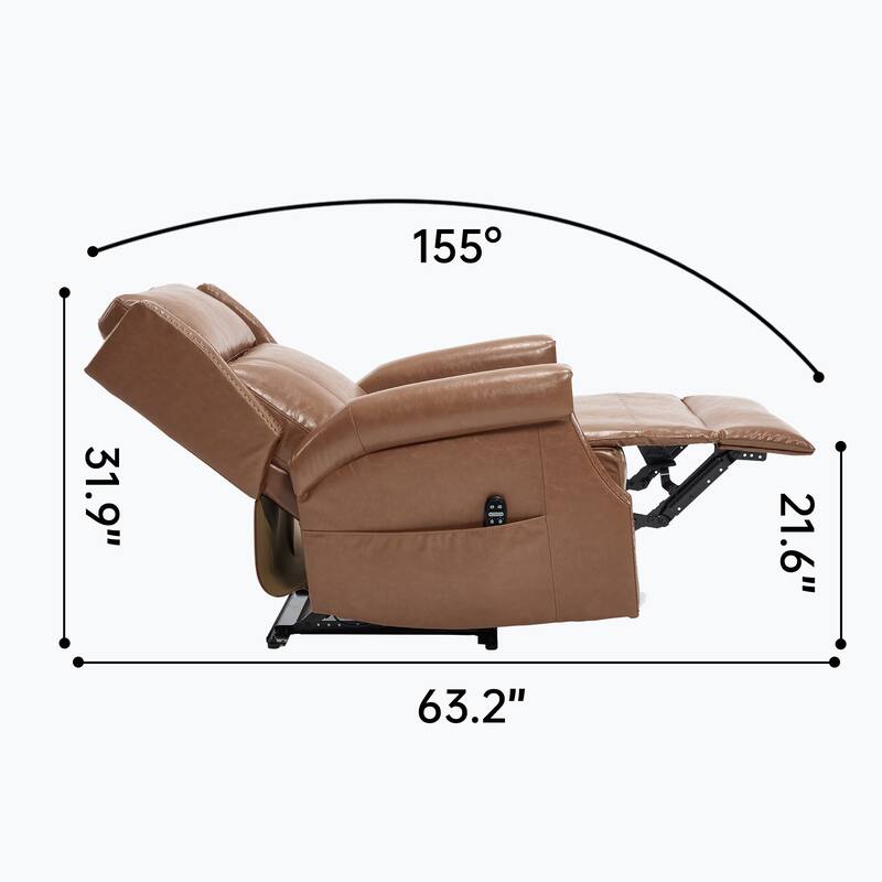 Roomfitters Manual Massage Recliner, Vintage Waxed Faux Leather Chair with Heat and 155-Degree Recline
