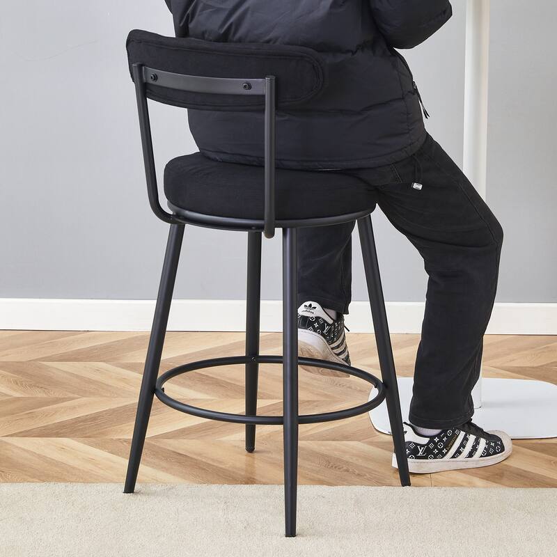Roomfitters Ergonomic Bar Chairs with Breathable Cushions, High Legs 35.5'' Height, 2-Piece Set for Kitchen or Bar