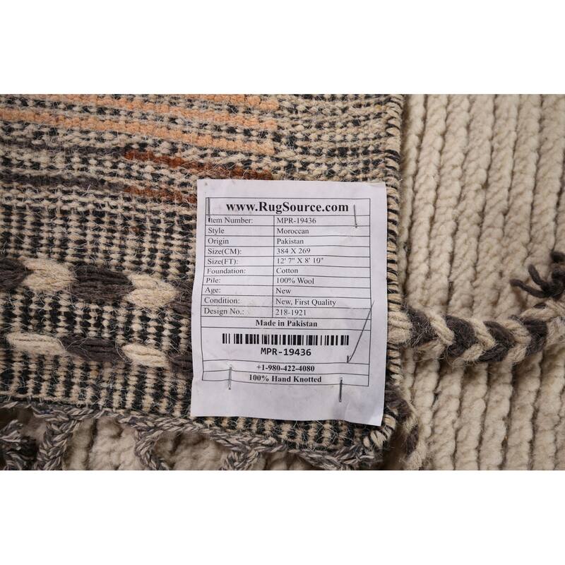 Modern Moroccan Abstract Area Rug Handmade Wool Carpet - 8'10"x 12'7"