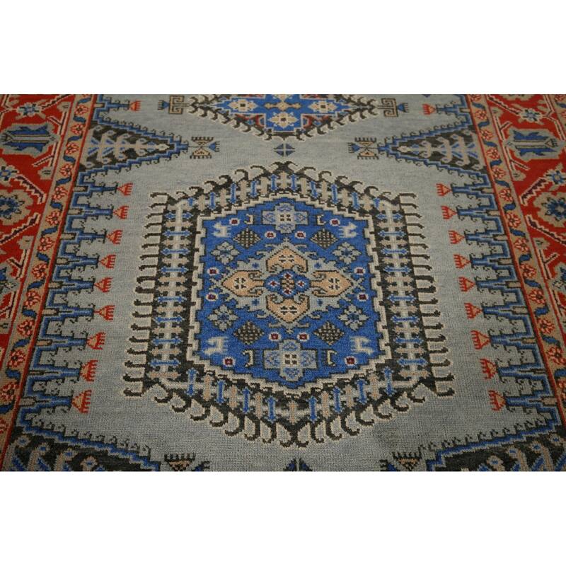 Geometric Heriz Serapi Rug Hand-Knotted Wool Carpet - 6'0"x 9'1"