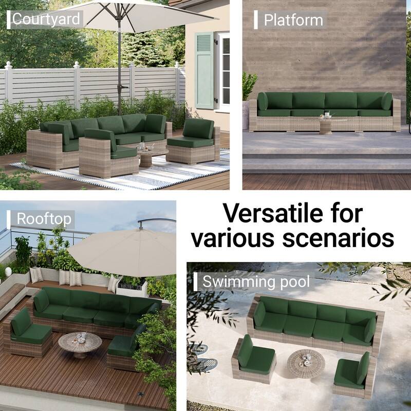 14-Piece Patio Furniture Sofa Cushions, 6-Seater Outdoor Cushion Set (Only Include Cusions，Not Sofa） - 25.6*25.6*4in