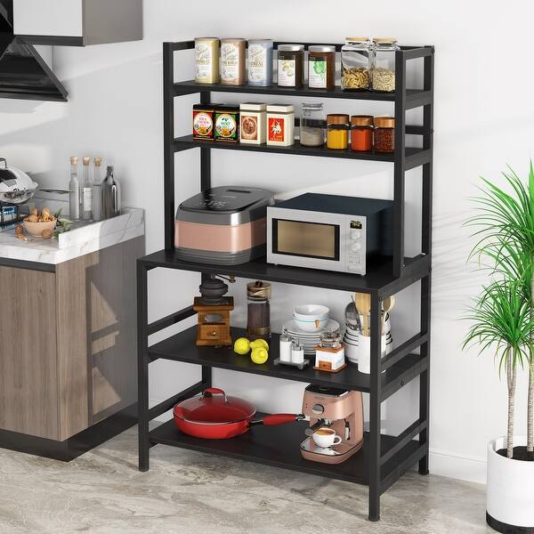 5 Tier Kitchen Bakers Rack With Hutch Organizer Rack Overstock 31306555