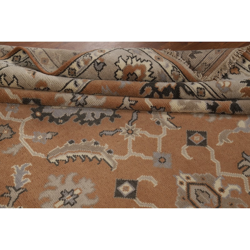 Transitional Oushak Indian Area Rug Handmade Wool Carpet - 8'2"x 9'10"