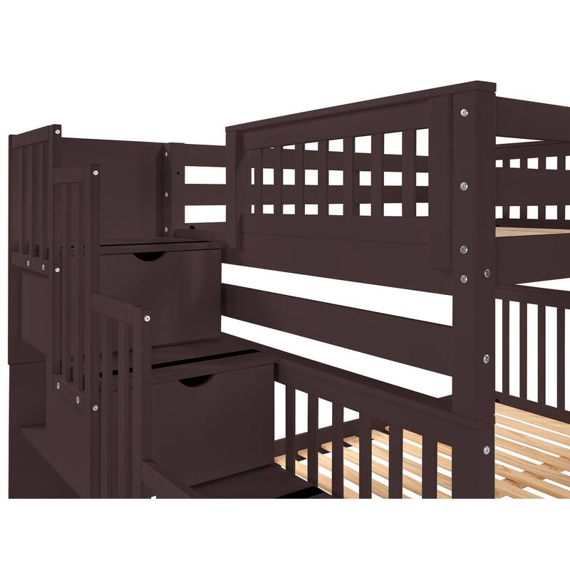 Taylor & Olive Trillium Full over Full Stairway Bunk Bed, Twin Trundle