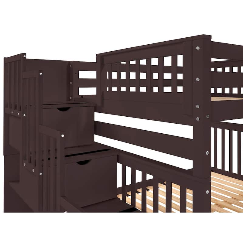 Taylor & Olive Trillium Full over Full Stairway Bunk Bed