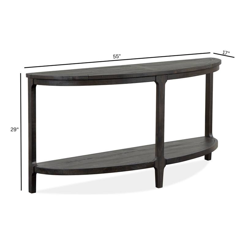 Magnussen Home Boswell Peppercorn Demilune Sofa Table - 55''W x 17''D x 29''H