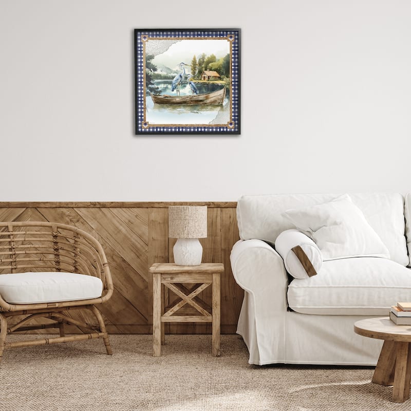 Stupell Herons on Boat with Tartan Framed Giclee Art Design By Nicole DeCamp