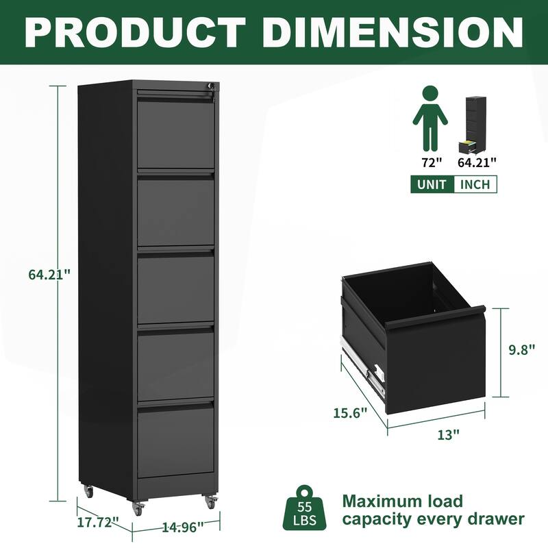 Versatile Lockable Metal File Cabinet with Mobility and Storage Capacity