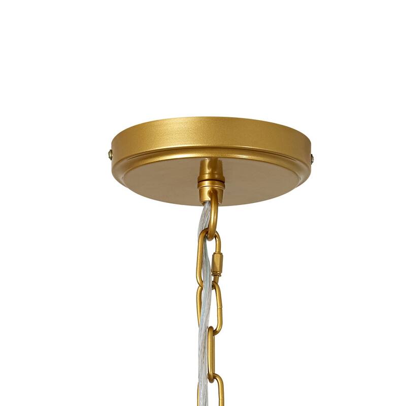 Woven Ivory String 2-Tier Round Shallow Cone Cage Chandelier Brass - 30 Inches