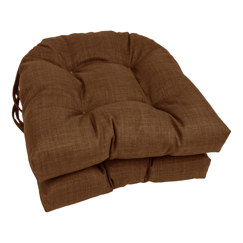 16-inch U-shaped Indoor/ Outdoor Chair Cushion (Set of 2) - 16" x 16" - Mocha