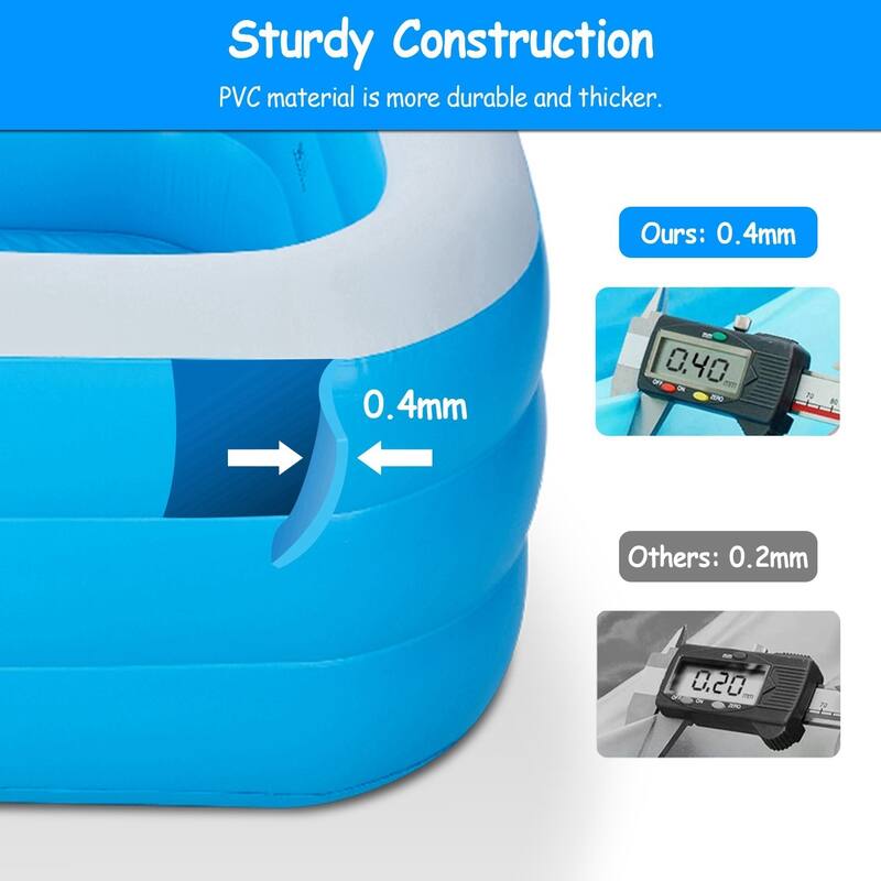 Inflatable Swimming Pools Family Swim Play Center Pool Blow up Kiddie Pool - 305*183*60cm/120*72*24inch