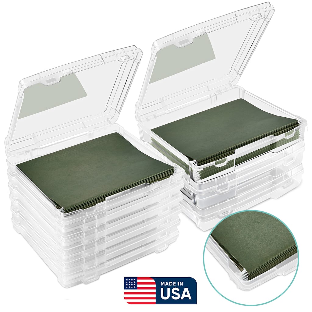 Sorbus 9-Piece Variety Pack Hanging File Organizer Bin, Interior 10"x12", Clear Plastic Stackable for Document Storage