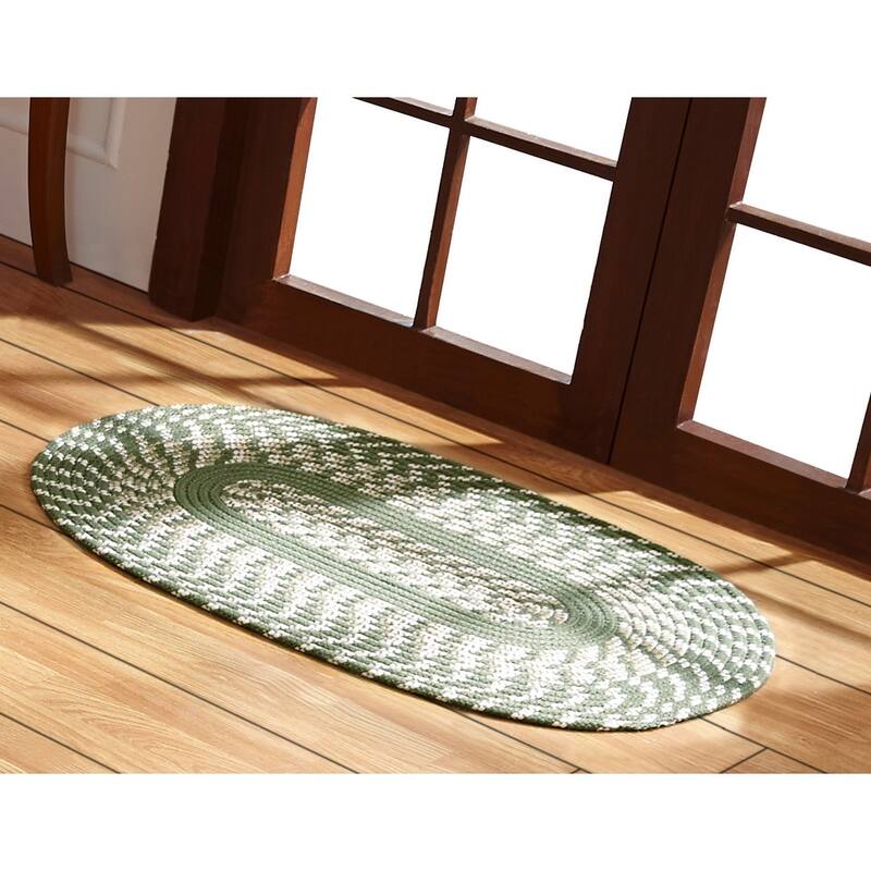 Better Trends Newport Braid Collection 100% Polypropylene Durable & Stain Resistant Double-Sided Reversible Indoor Utility Rug - 22" x 40" Oval - Sage