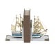preview thumbnail 16 of 20, White Wood Sail Boat Decorative Bookends with Real Boat Rigging and Gold Corners (Set of 2)