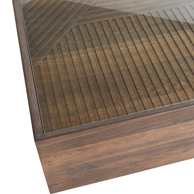 Classic Home Santa Barbara 49" Glass and Wood Coffee Table