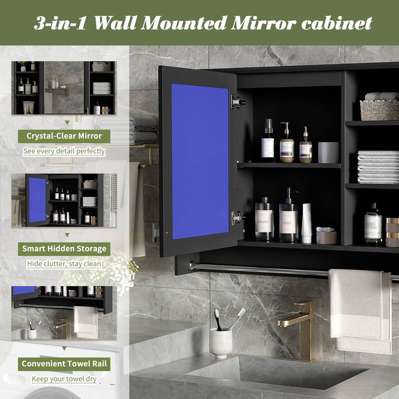3-in-1 Bathroom Mirror Cabinet