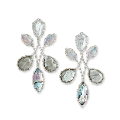 Kendra Scott Gwenyth Rhodium Plated Brass And Glass, Resin, Rock Crystal Earrings - Silver - 12.7mm x 35.5mm
