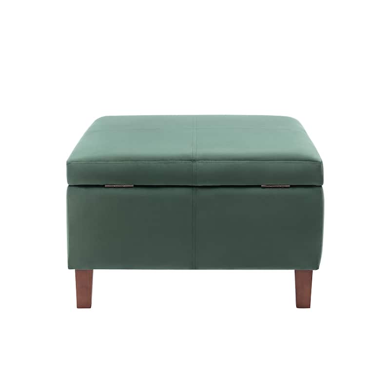 Porthos Home Janis Velvet Square Storage Ottoman with Rubberwood Legs