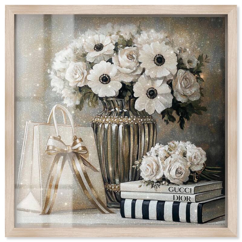 Elegant Flowers Books Neutral Shadowbox by Art Remedy - Natural - 16" x 16"