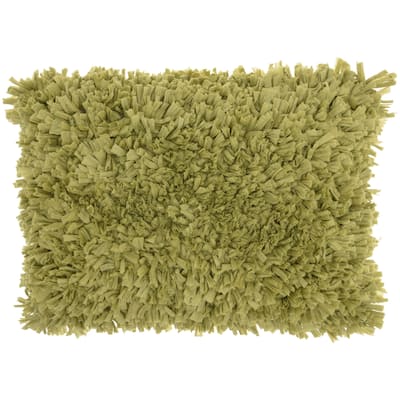Mina Victory Shag Solid Lime Throw Pillow , ( 14"X20" )
