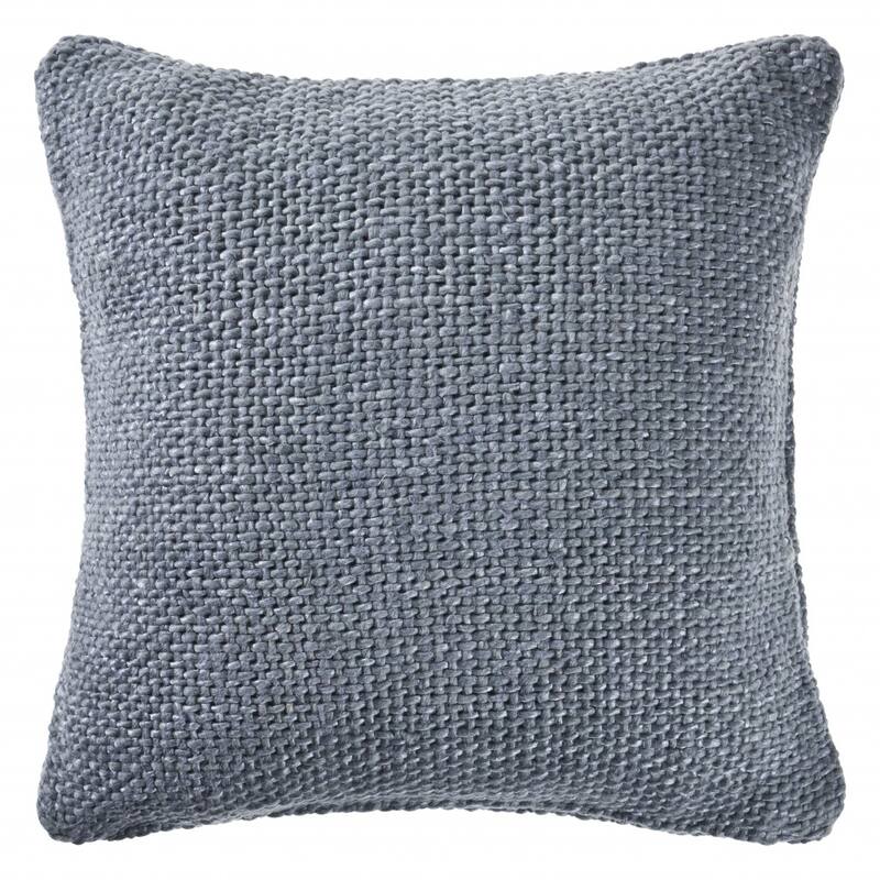 HomeRoots 20" X 20" Frost Blue 100% Cotton Zippered Pillow