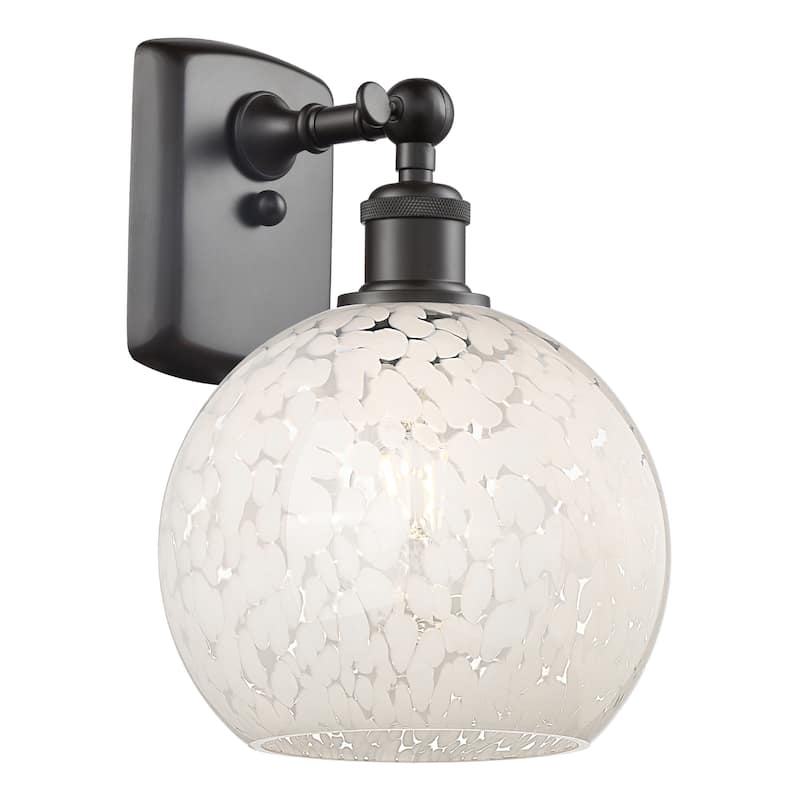 Innovations Lighting 516-1W-11-8 White Mouchette Sconce White - Oil Rubbed Bronze / White Mouchette