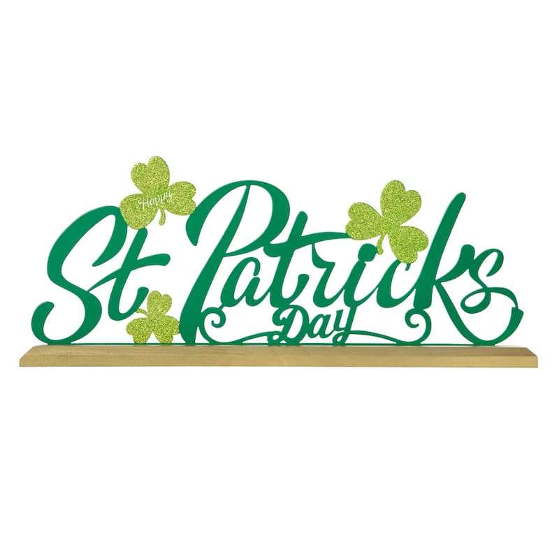 Glitzhome 16"L St. Patrick's Lucky Word Sign Table Decor