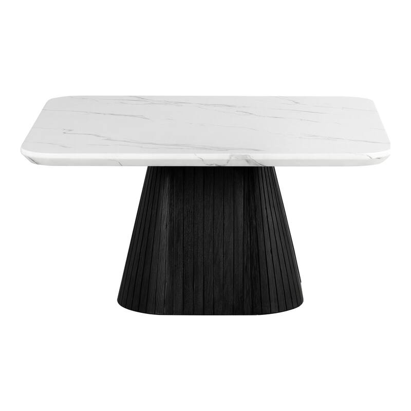 Furniture of America Tonix Modern White and Black Square Faux Marble Top Coffee Table