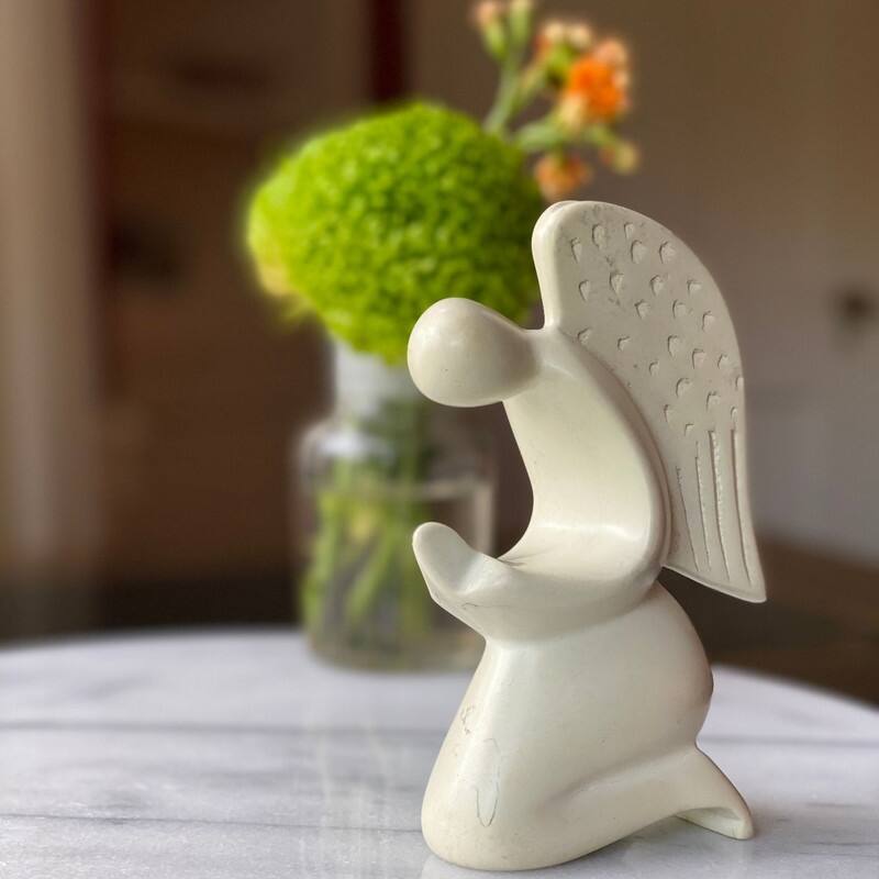 Handmade Praying Angel Soapstone Sculpture