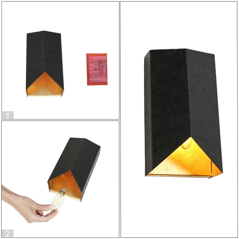 Modern 1-Light Black Gold Wall Sconce Bathroom Vanity Lights - W 4.3" x H 7.9"