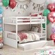 preview thumbnail 1 of 16, Modern Full Over Full Bunk Bed With Trundle,Convertible To 2 Full Size Platform Bed With Ladder And Safety Rails
