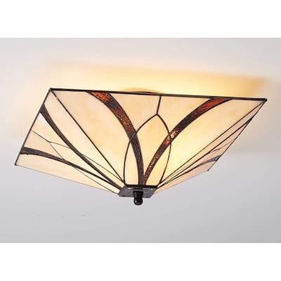 3 light tiffany semi flush ceiling light antique brass and art ceiling lamp