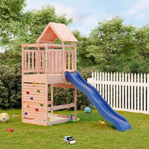 slide 2 of 15, vidaXL Outdoor Playset Outdoor Backyard Playground Equipment for Kids Age 3-8 - 100" x 44.9" x 98" Brown Douglas