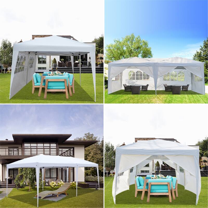 Outdoor Four Windows Practical Waterproof Folding Tent White